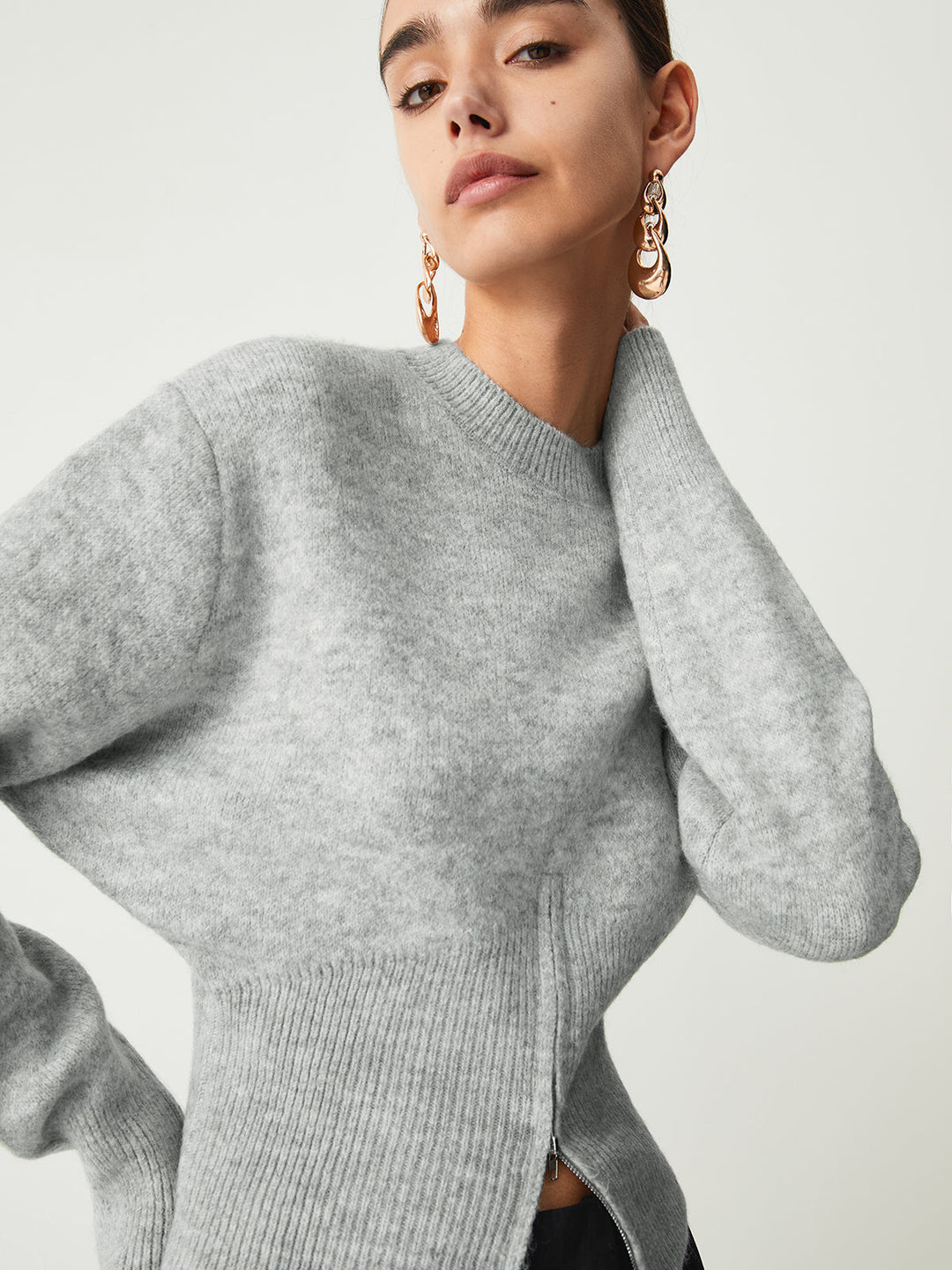 Rosalind | Pulli aus weichem Strick mit halbem Reißverschluss