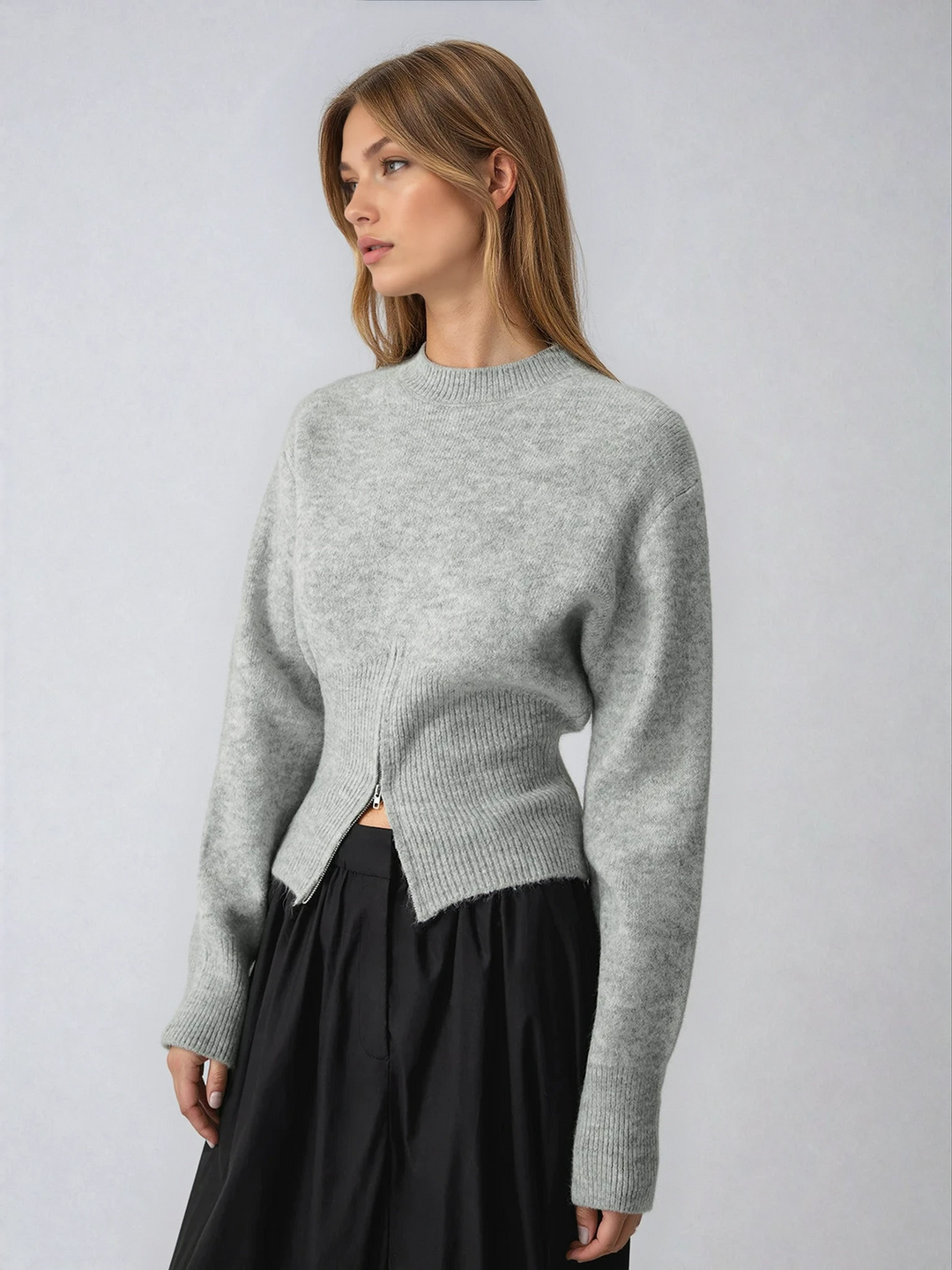 Rosalind | Pulli aus weichem Strick mit halbem Reißverschluss