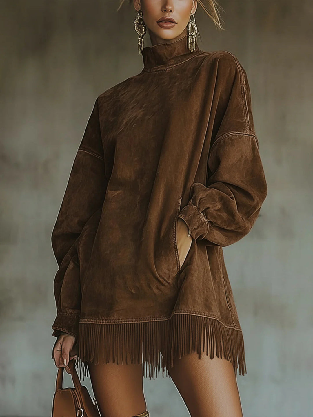 Grace | Faux Suede Rollkragenkleid