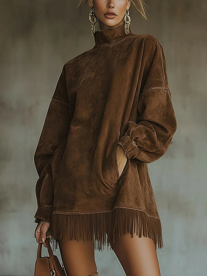 Grace | Faux Suede Rollkragenkleid
