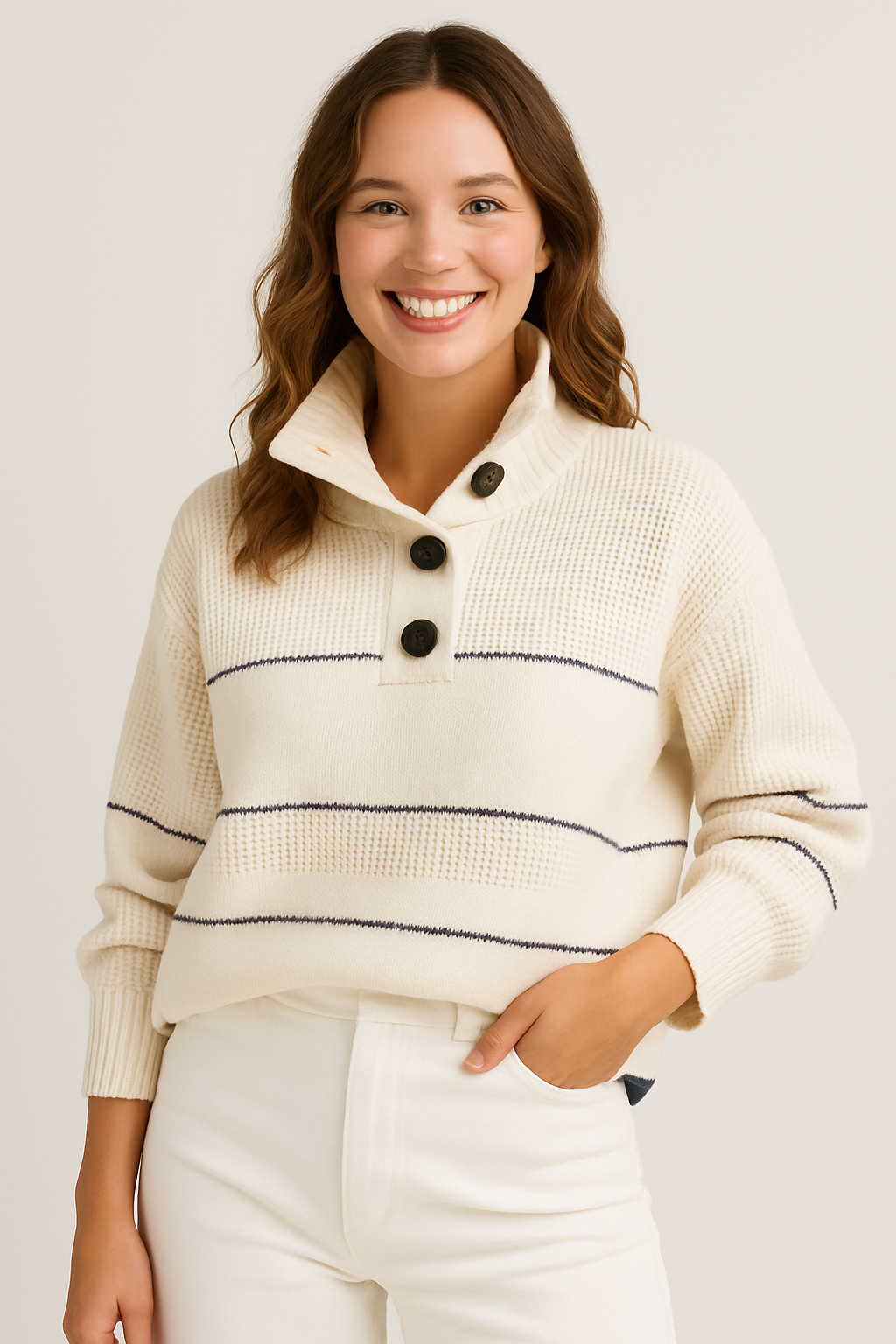 Tallulah | Strickpullover mit Knopfkragen