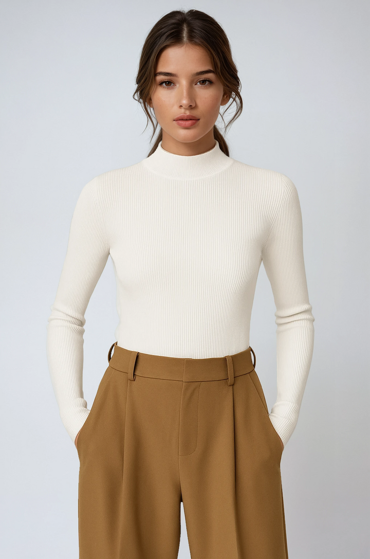 Anais | Hochgeschlossener Rippenshirt