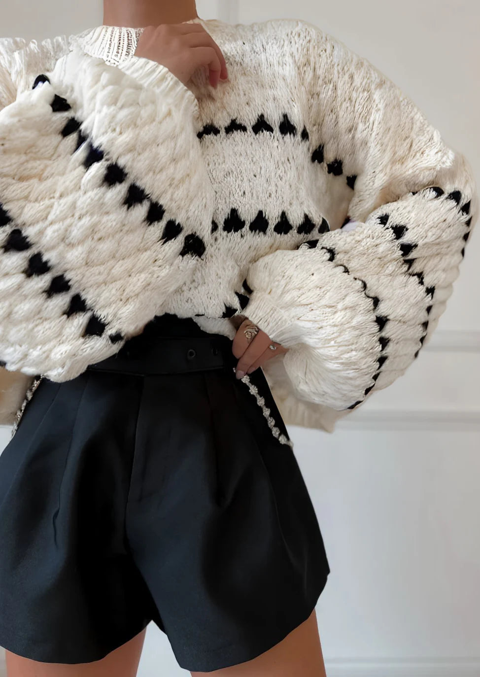 Faye | Strukturierter Pullover mit Rundhalsausschnitt