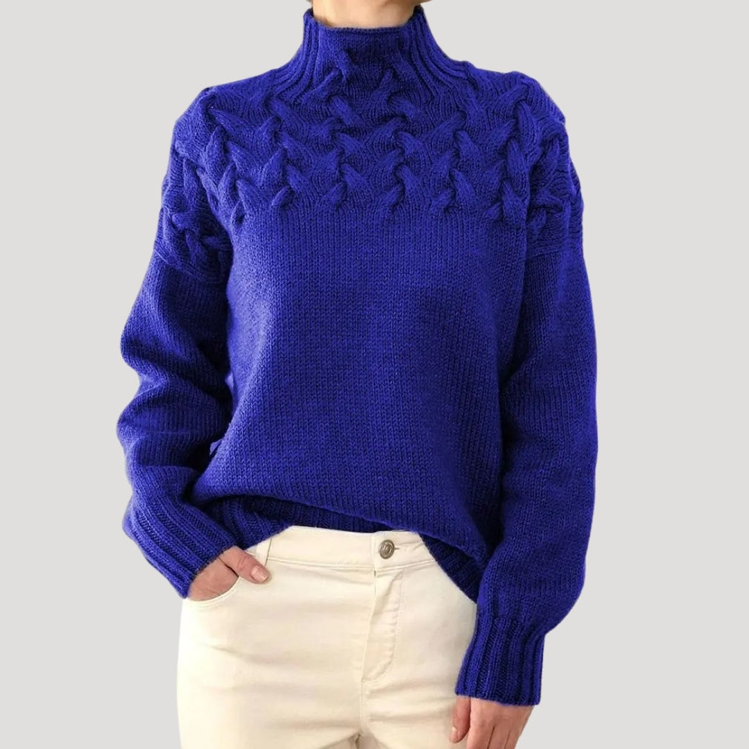 Denise | Pullover mit Stehkragen aus Zopfmuster