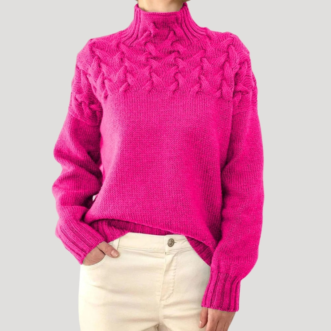 Denise | Pullover mit Stehkragen aus Zopfmuster