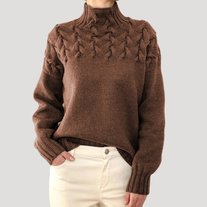 Denise | Pullover mit Stehkragen aus Zopfmuster