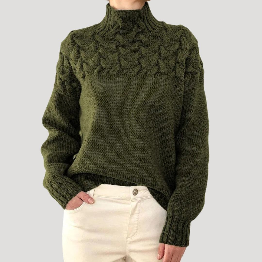 Denise | Pullover mit Stehkragen aus Zopfmuster