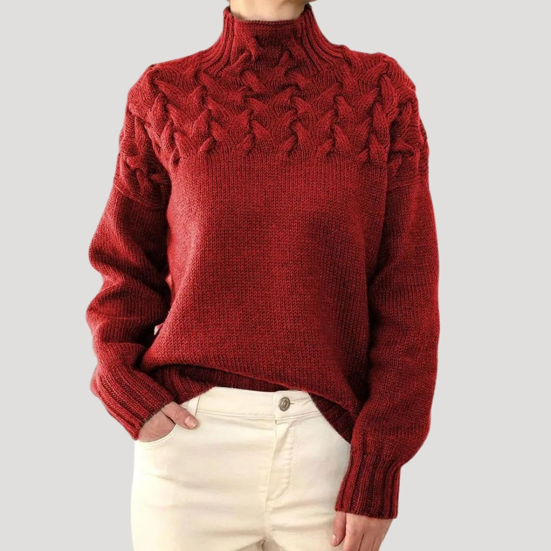 Denise | Pullover mit Stehkragen aus Zopfmuster