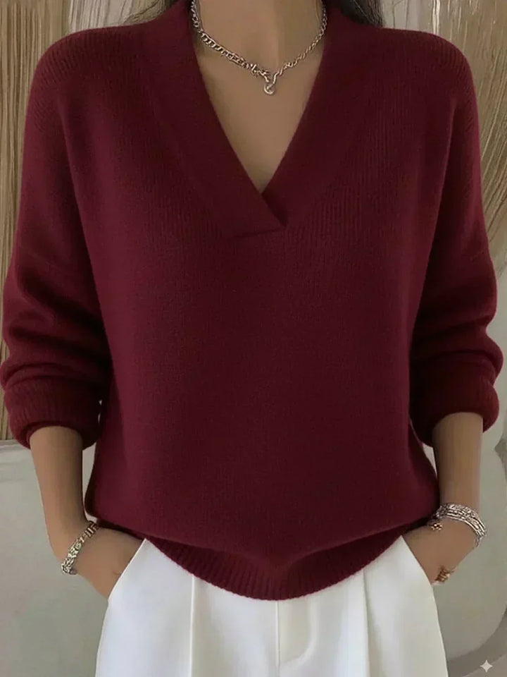 Vivelle - Lässiger Pullover mit V-Ausschnitt
