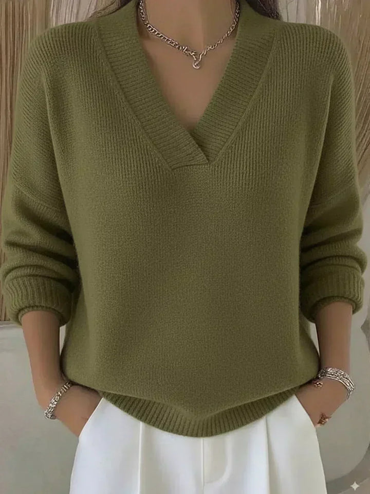 Vivelle - Lässiger Pullover mit V-Ausschnitt