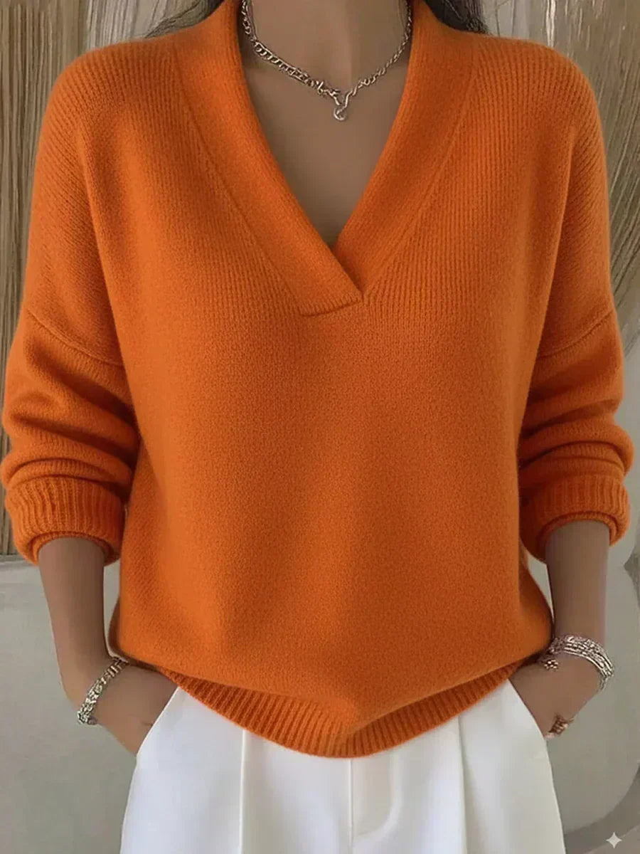 Vivelle - Lässiger Pullover mit V-Ausschnitt