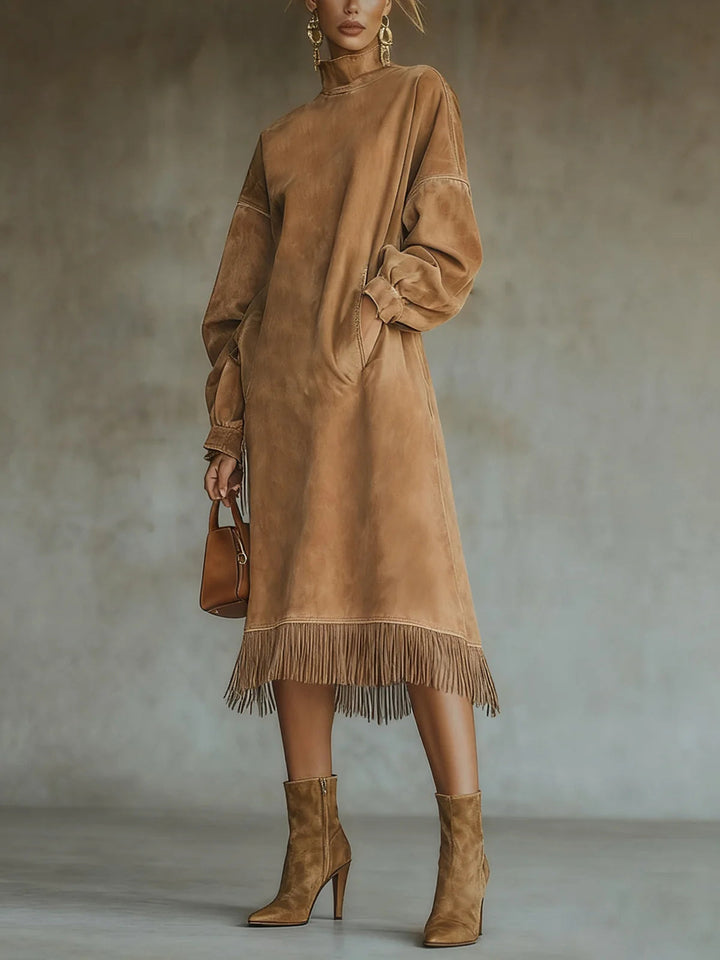 Matilda | Wildleder-Turtleneck-Kleid