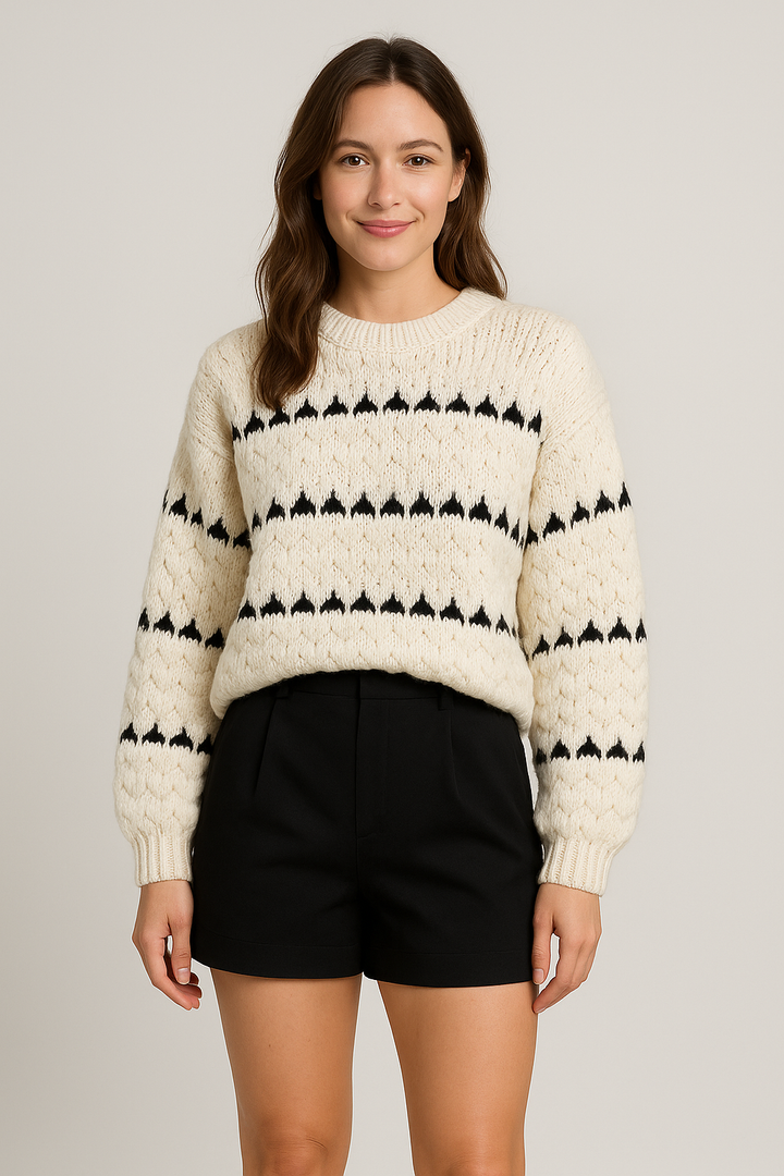 Faye | Strukturierter Pullover mit Rundhalsausschnitt