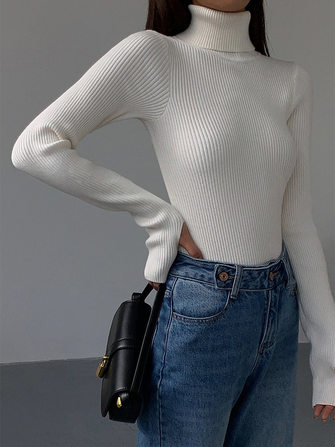 Greer | Rippstrick-Pullover mit Rollkragen