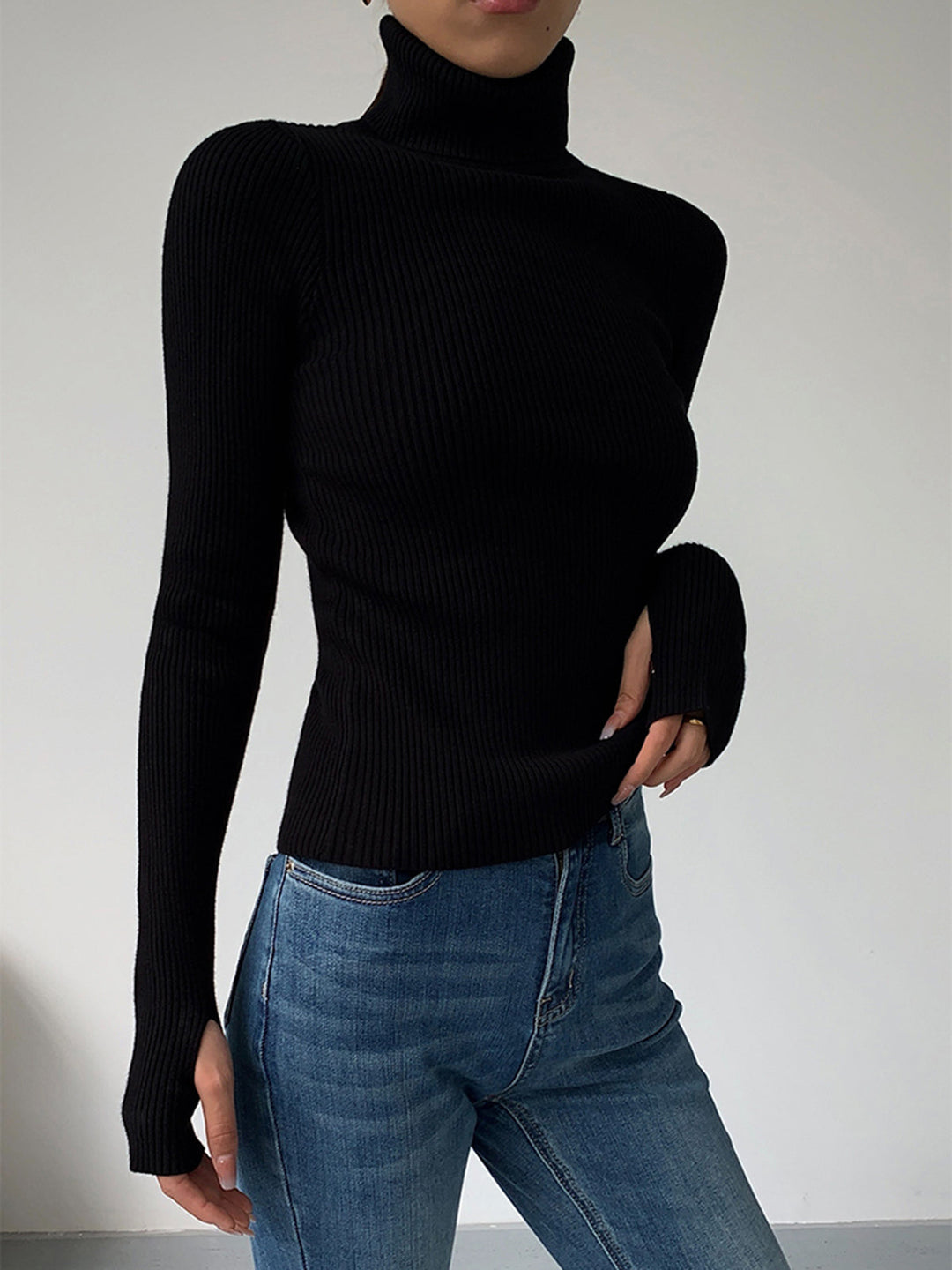 Greer | Rippstrick-Pullover mit Rollkragen