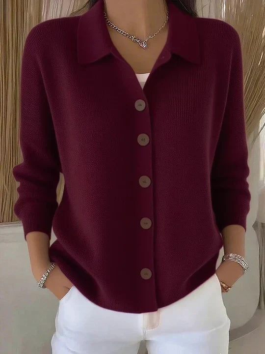 Josephine™ | Knopf-Front Kragen Cardigan