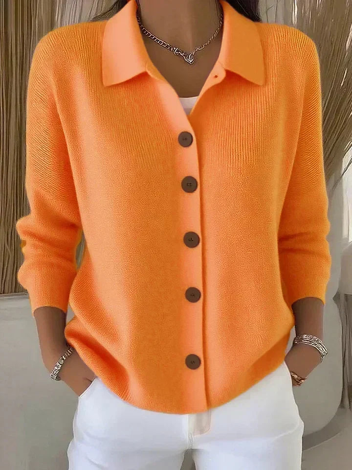 Josephine™ | Knopf-Front Kragen Cardigan