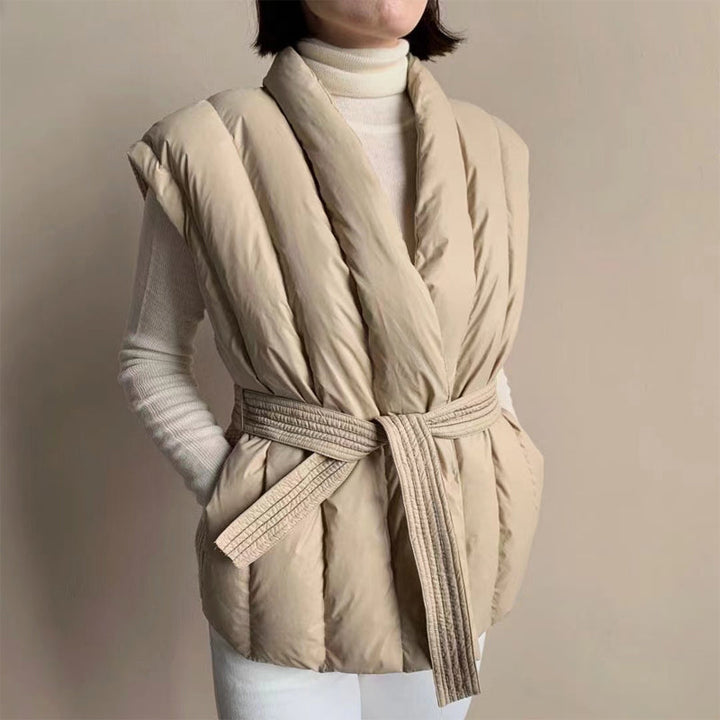 Gilet Puffer Wrap Mit Gürtel Weich Cherry™