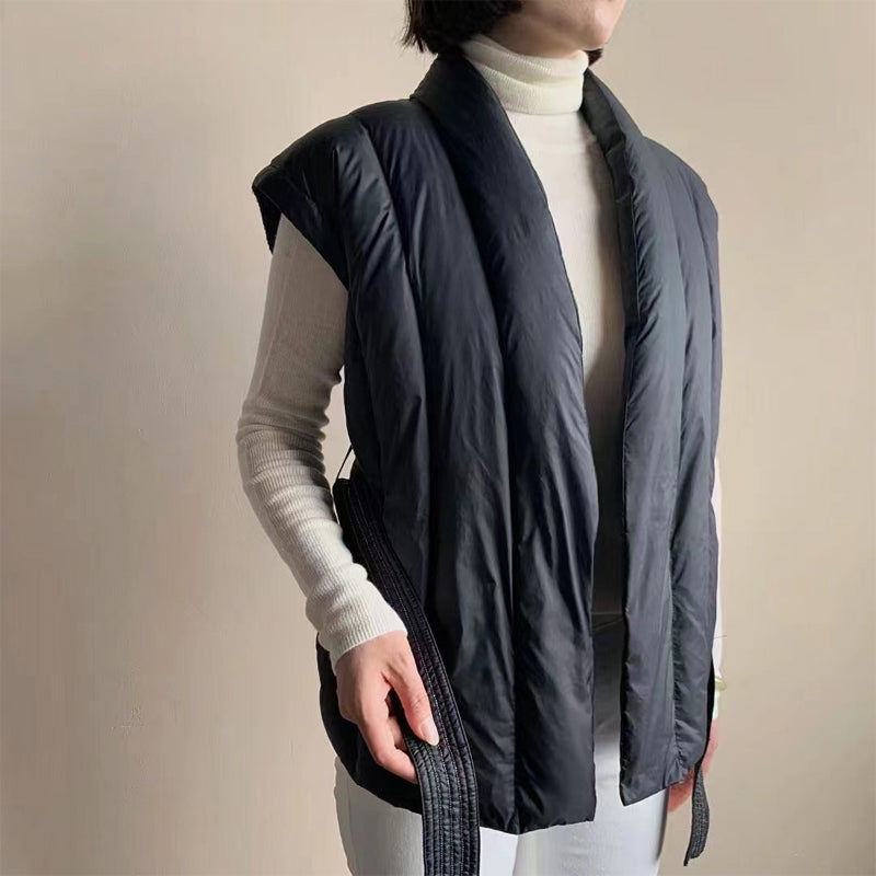Gilet Puffer Wrap Mit Gürtel Weich Cherry™