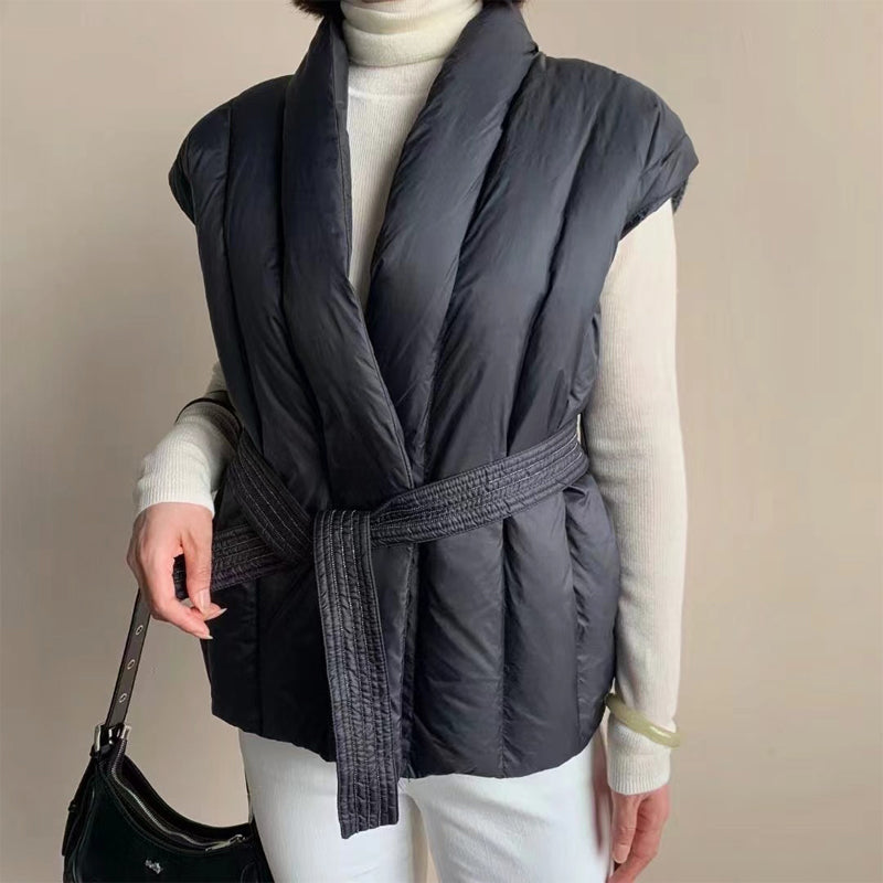 Gilet Puffer Wrap Mit Gürtel Weich Cherry™
