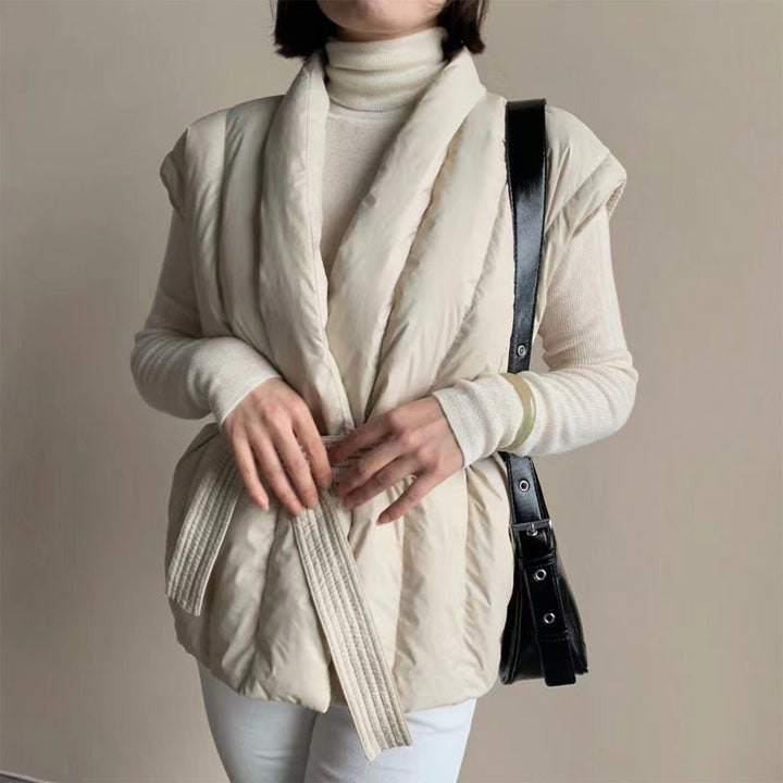 Gilet Puffer Wrap Mit Gürtel Weich Cherry™