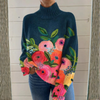 Rosina | Pullover mit floralem Stehkragen