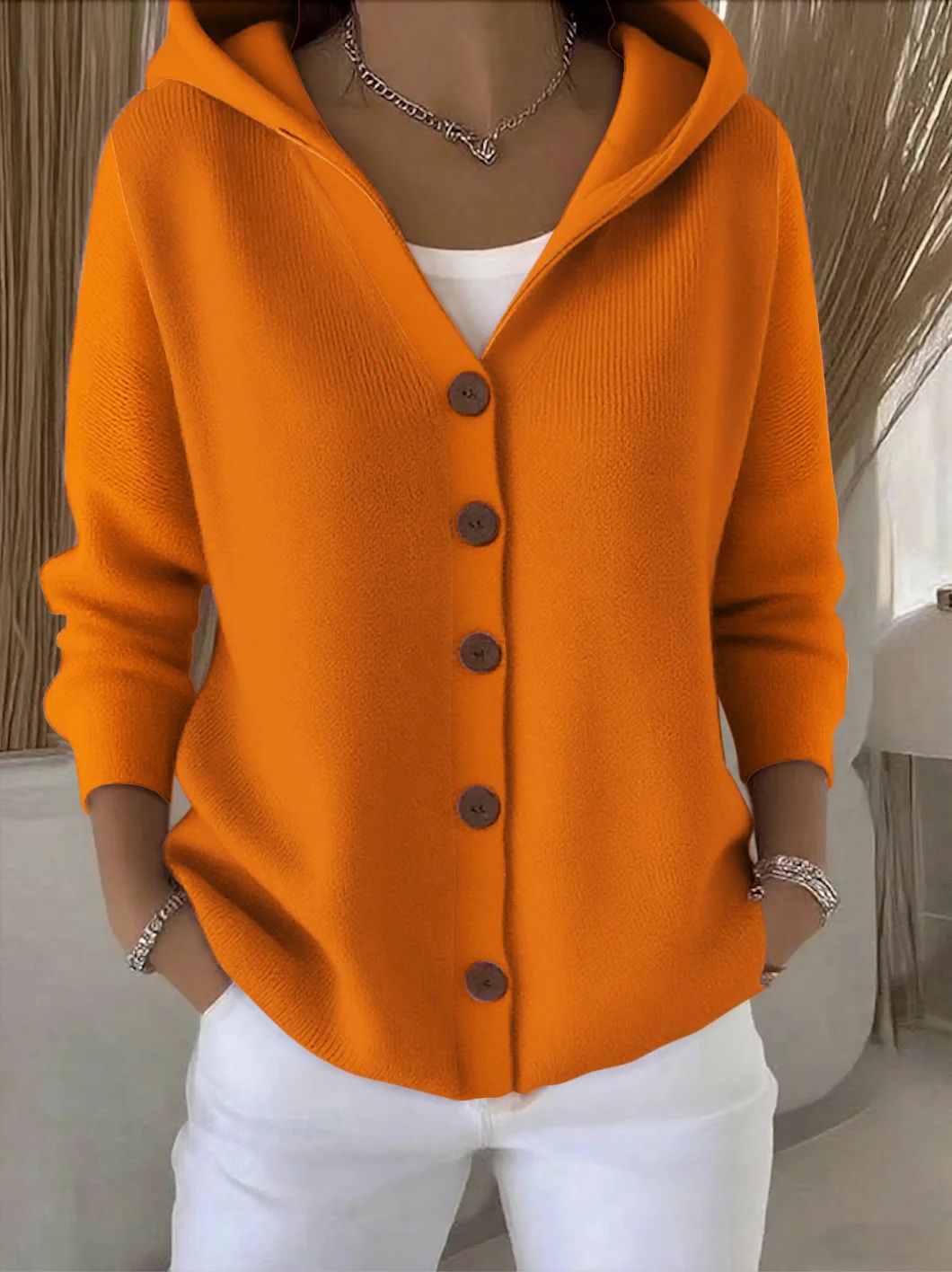 Darienne™ | Strickjacke mit Kapuze und Knopfleiste