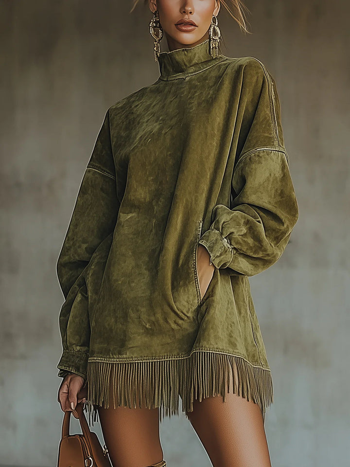 Grace | Faux Suede Rollkragenkleid