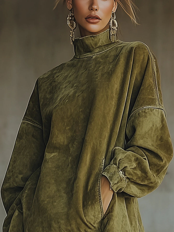 Grace | Faux Suede Rollkragenkleid