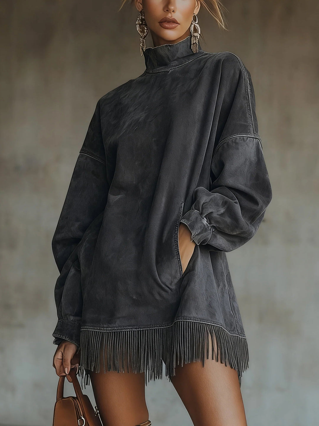 Grace | Faux Suede Rollkragenkleid