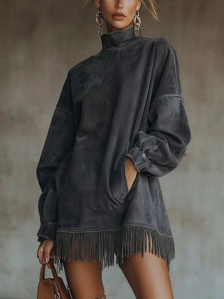 Grace | Faux Suede Rollkragenkleid