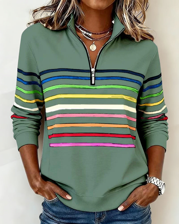Maggie | Lässiger Pullover mit mehrfarbigen Streifen