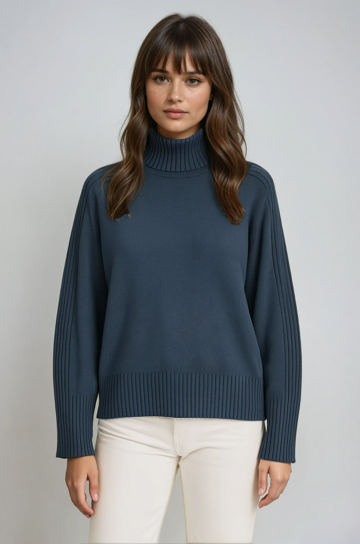 Fermeture | Rippstrick-Pullover mit Stehkragen