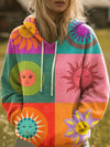 Thalindra | Grafisches Sweatshirt mit Kapuze, strahlender Sonnenbogen-Regenbogen