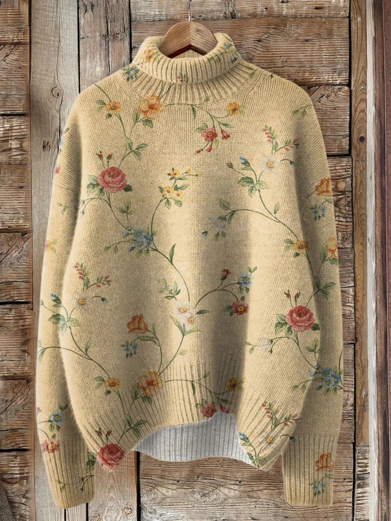 Flora | Rollkragenpullover Floral Vintage