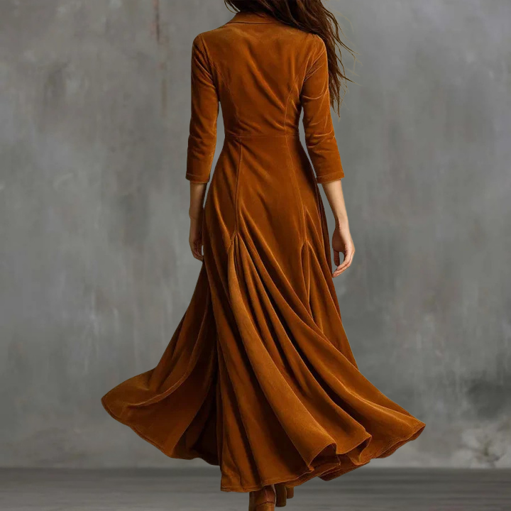 Audrey | Elegantes Fließendes Button-Maxikleid