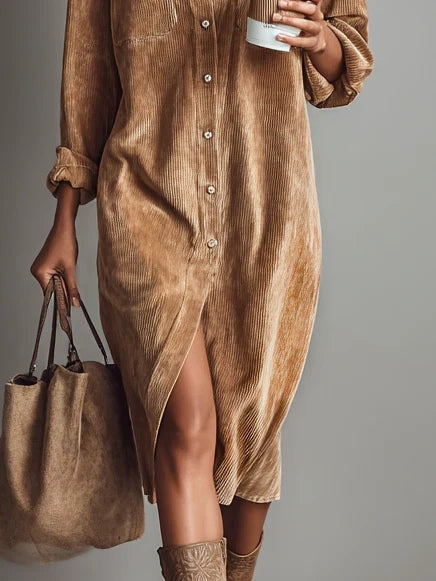 Calista | Soft-Touch Knopf-Down Midi-Kleid