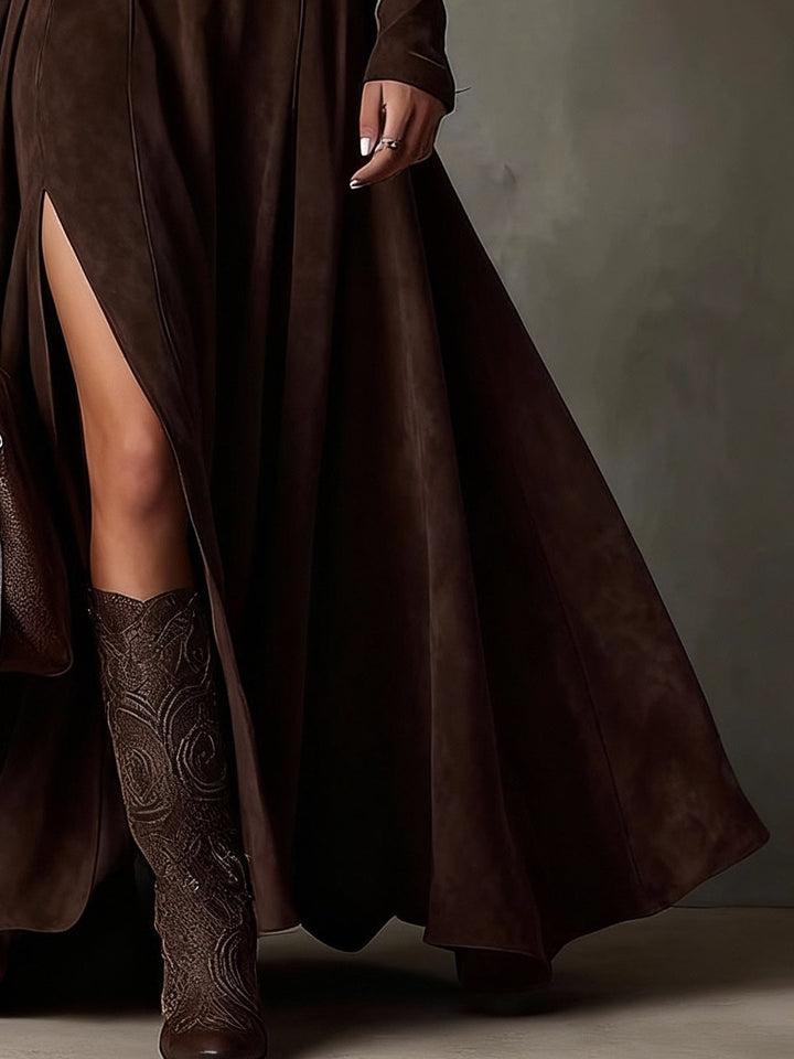 Charlotte | Dunkelbraunes Maxikleid