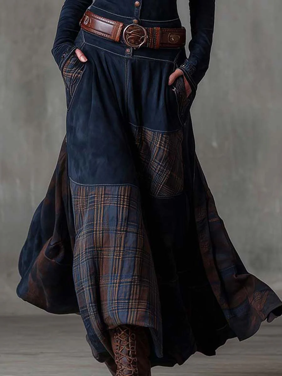 Annalise | Geknöpftes Karomuster-Maxikleid