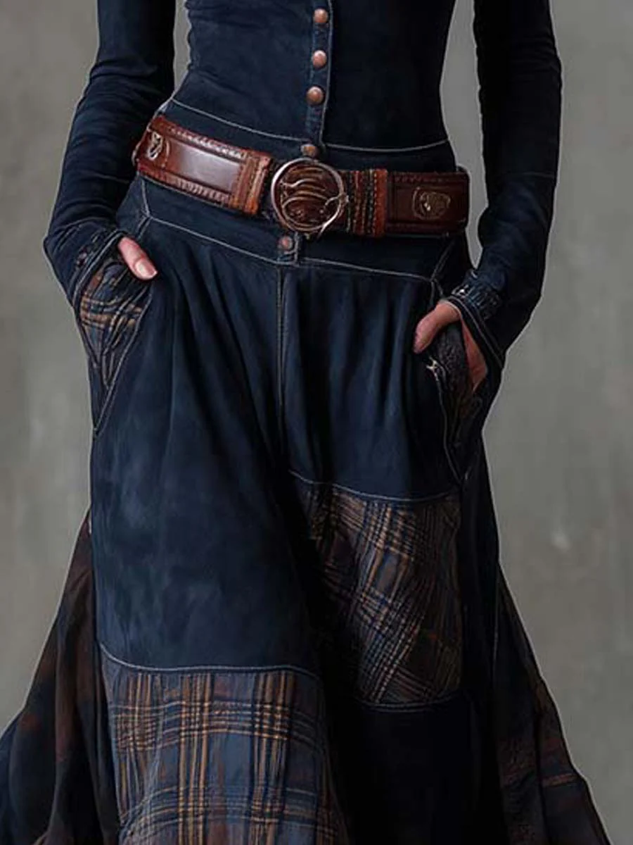 Annalise | Geknöpftes Karomuster-Maxikleid
