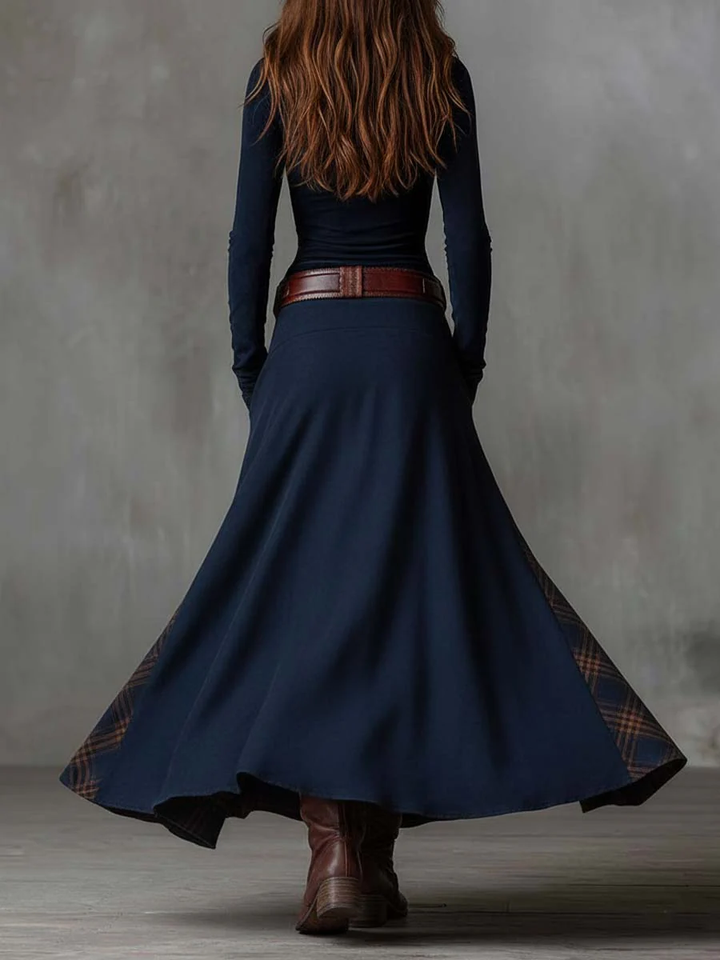 Annalise | Geknöpftes Karomuster-Maxikleid