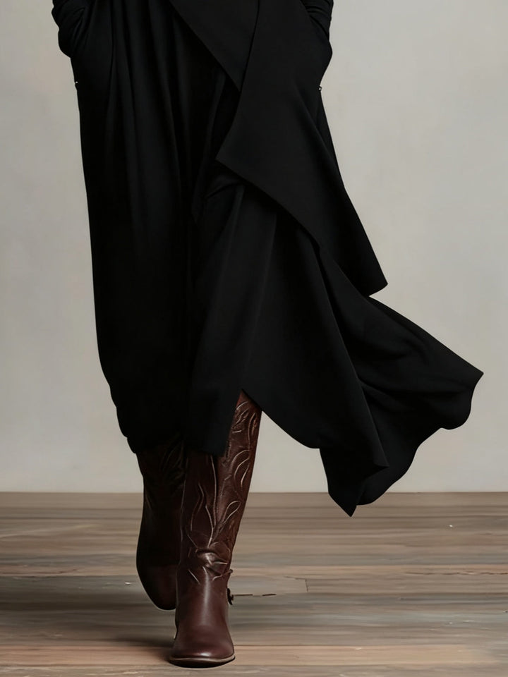Vivienne | Asymmetrisches Maxikleid mit hohem Kragen