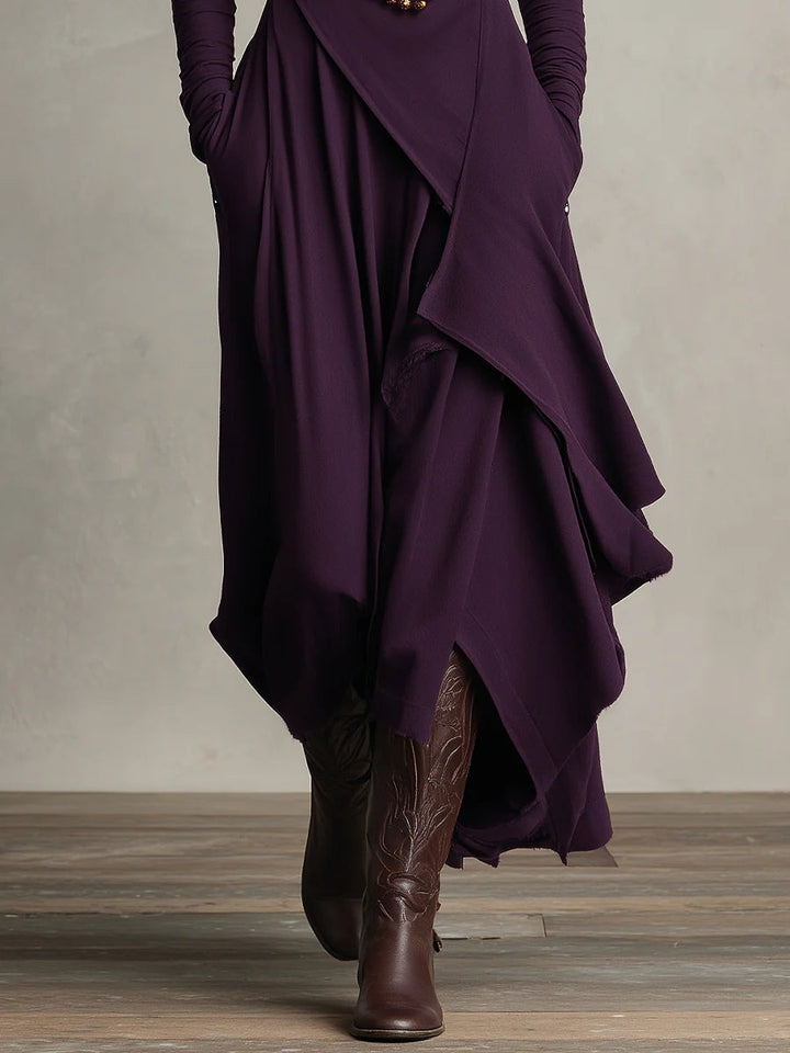 Vivienne | Asymmetrisches Maxikleid mit hohem Kragen