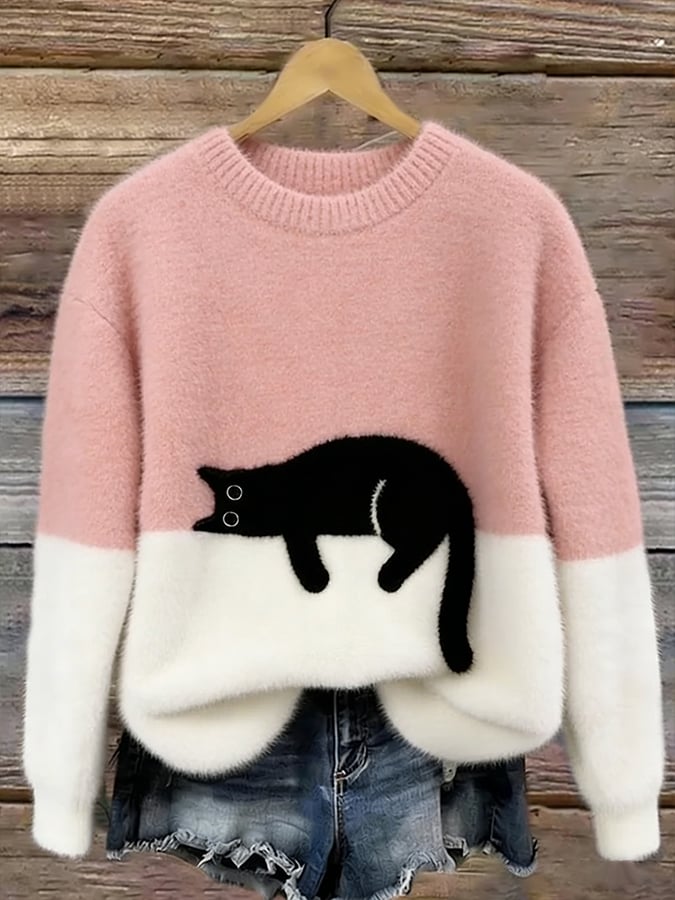 Aileen™ | Eleganter Katzenmotiv Oversized Pullover
