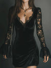 Aria | Samt- und Spitzen-Minikleid