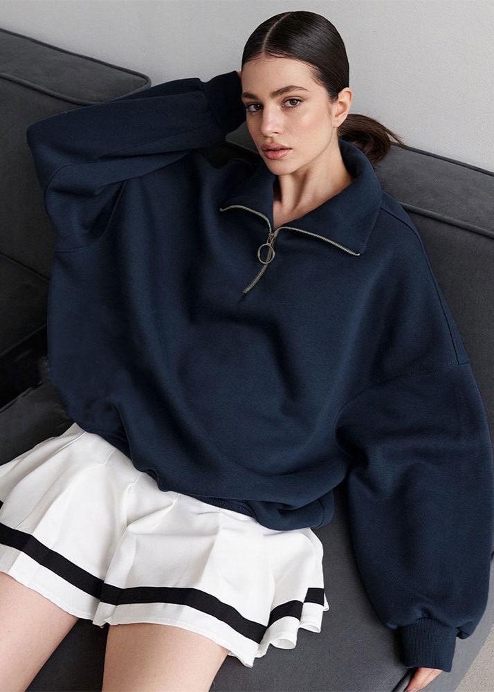 Rhea | Entspanntes Sweatshirt mit halbem Reißverschluss
