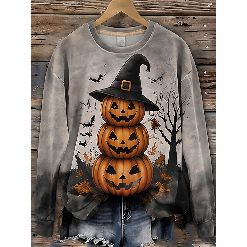 Della | Verspielt gestreifter Halloween-Sweatshirt