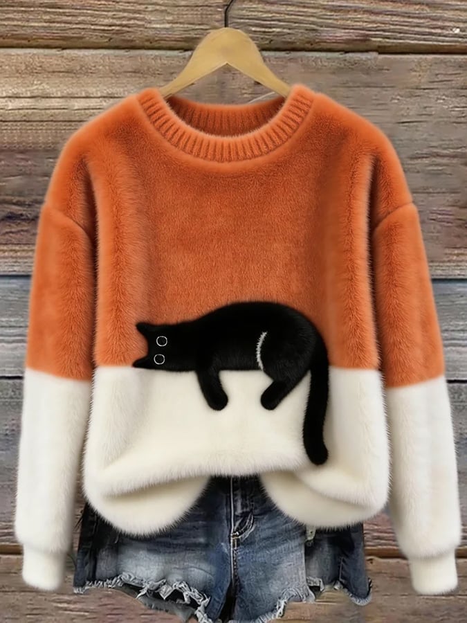 Aileen™ | Eleganter Katzenmotiv Oversized Pullover