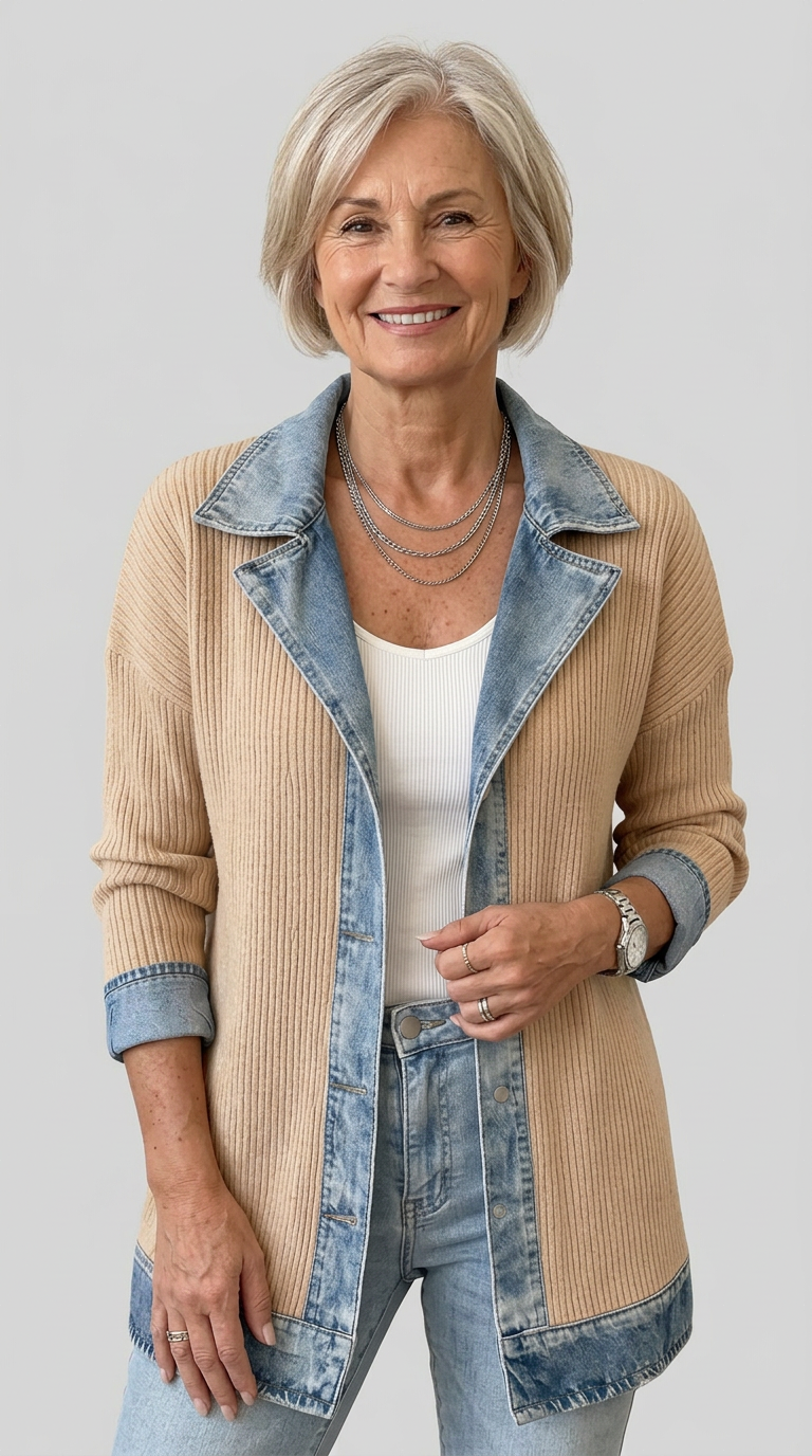 Miriam™ | Gestreifter Strickjacke mit Kontrast