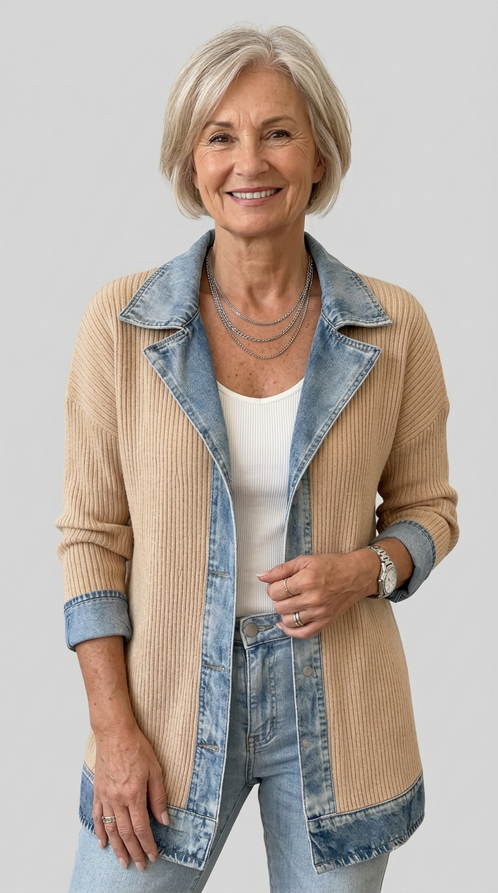 Miriam™ | Gestreifter Strickjacke mit Kontrast